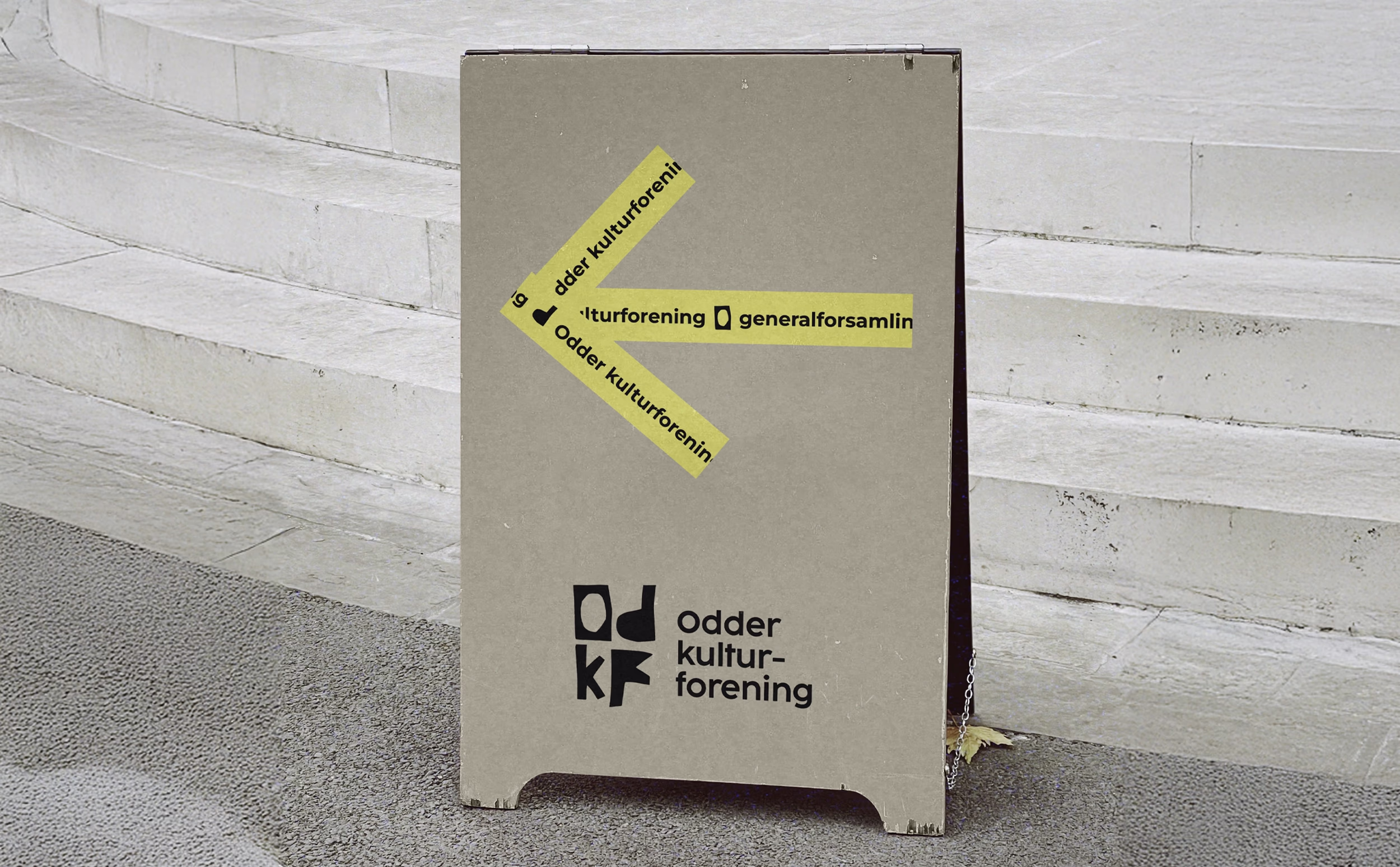 Odder Kulturforening visuel identitet — coverfoto med logo og tape-element