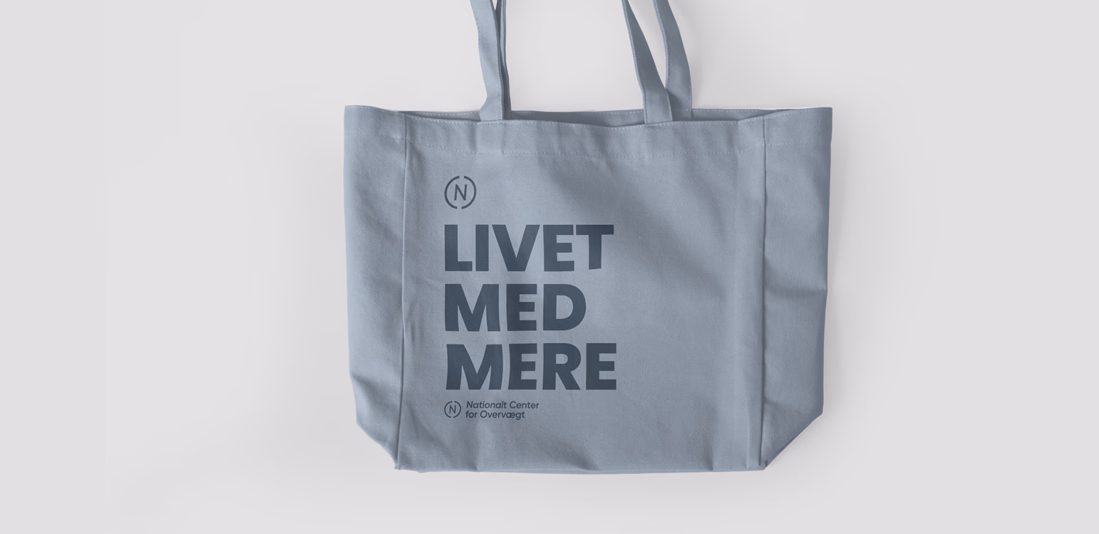 Upland-studio, Nationalt Center for Overvægt tote bag med logo og psyoff