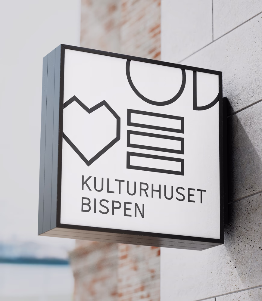 Upland_Bispen_kulturhus_skilt Skiltning med Kulturhuset Bispens visuelle identitet